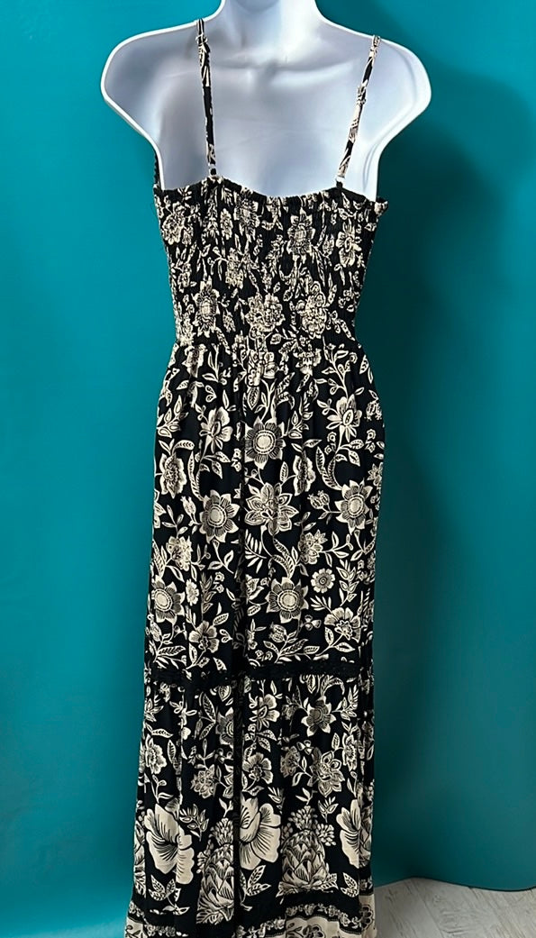 Black/Ivory Long Angie Dress, M