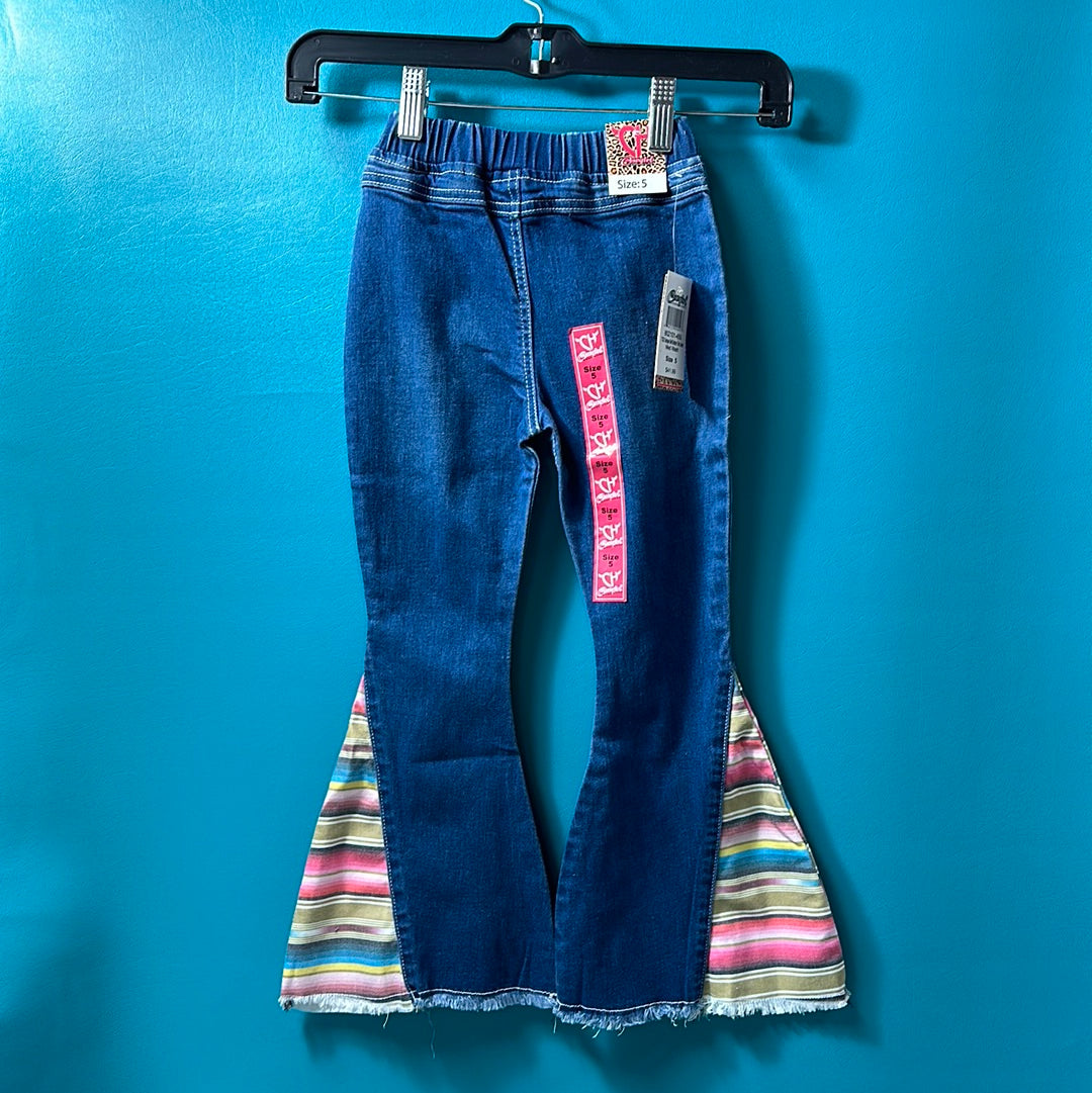 Denim Cowgirl Hardware Serape Bell Bottoms, 5