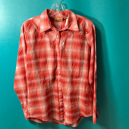 Red Wrangler Western Button Up Shirt, Medium