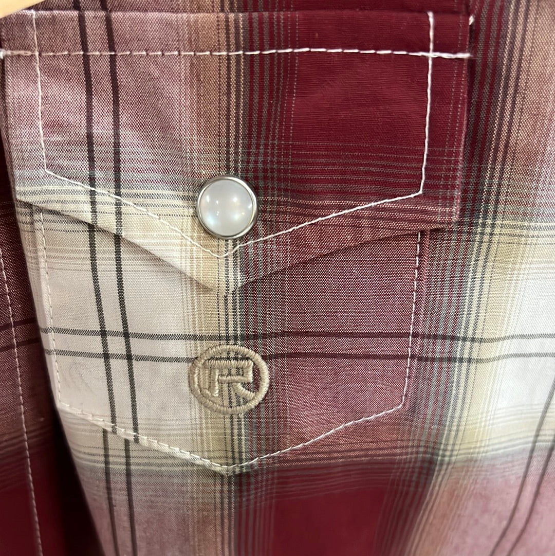 Red Plaid Roper Western Shirt, S