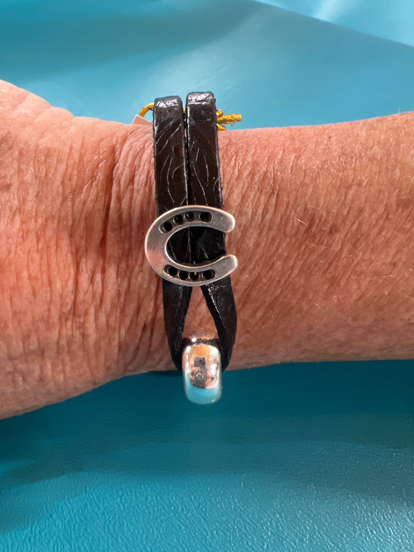 Black Montana Leather Bracelet, 7.5"