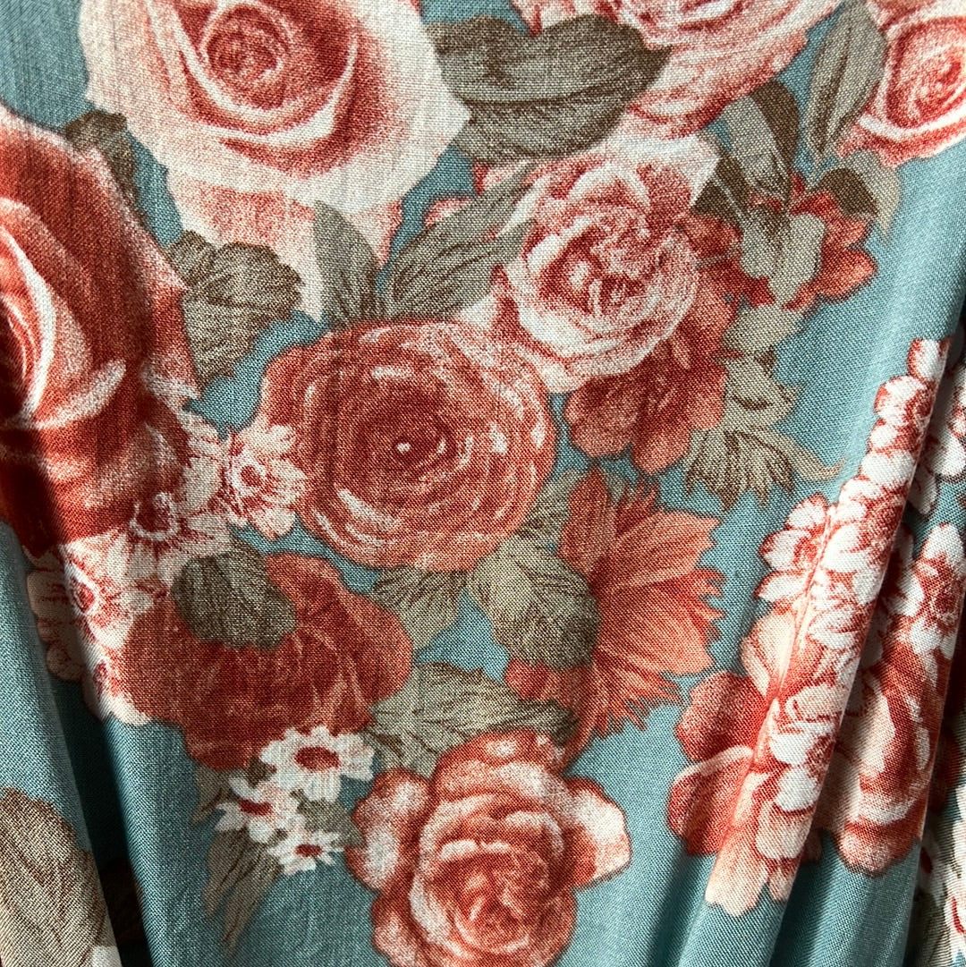 Teal & Coral Emily Wonder Dress, S