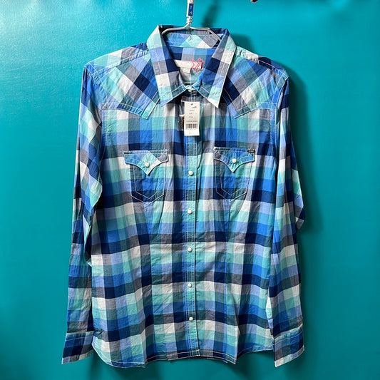 Blue Tin Haul Western Button Up Shirt, L