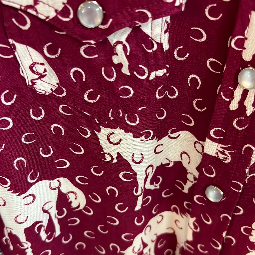 Pink Roper Girls Button Up, M