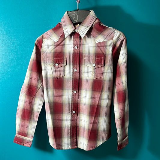 Red Plaid Roper Western Shirt, S