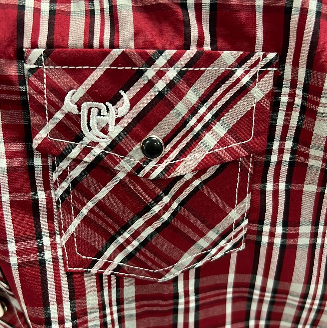 Red Plaid Cowboy Hardware Western Shirt, M