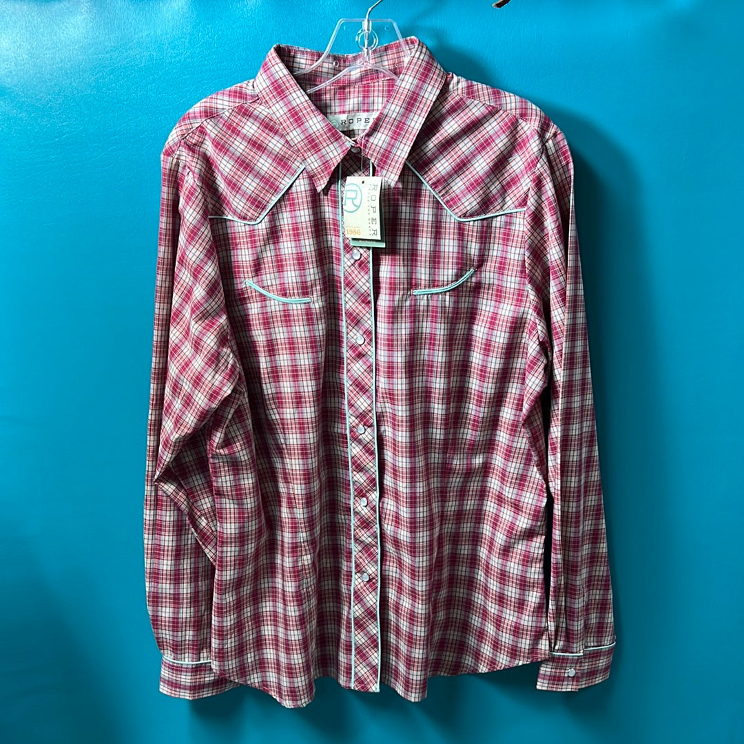 Red/blue  Roper Pearlsnap Plaid, XL