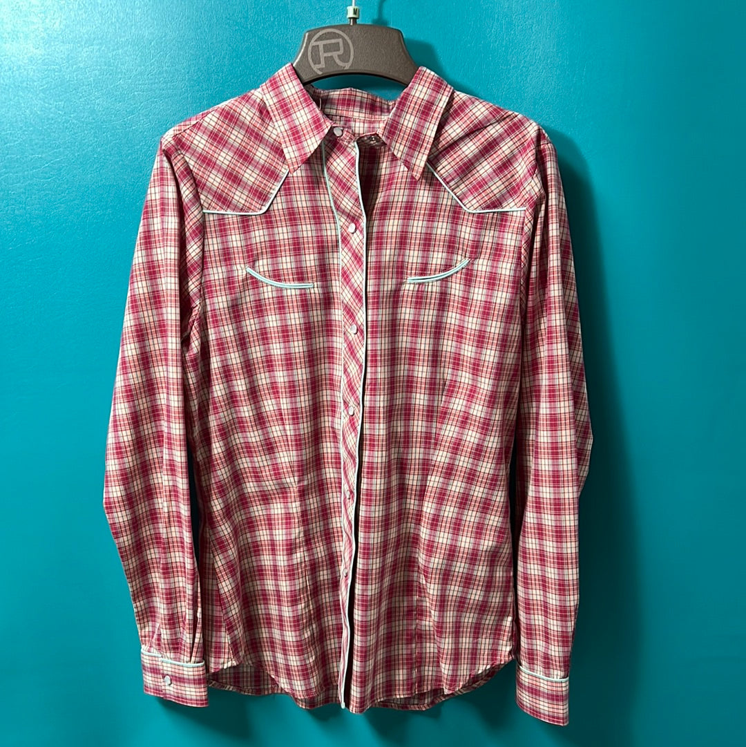 Red & Blue Roper Pearl Snap Plaid, M