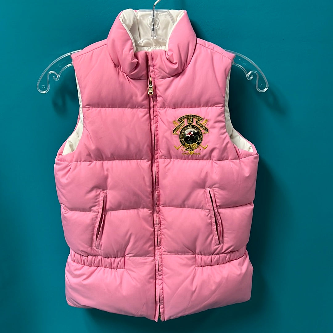 Preloved Pink/White Polo Ralph Lauren Reversible Vest, 12/14