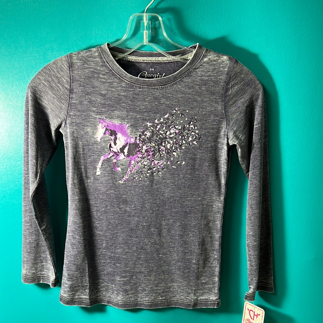 Purple Butterfly Horse Tee, Xl 14-16