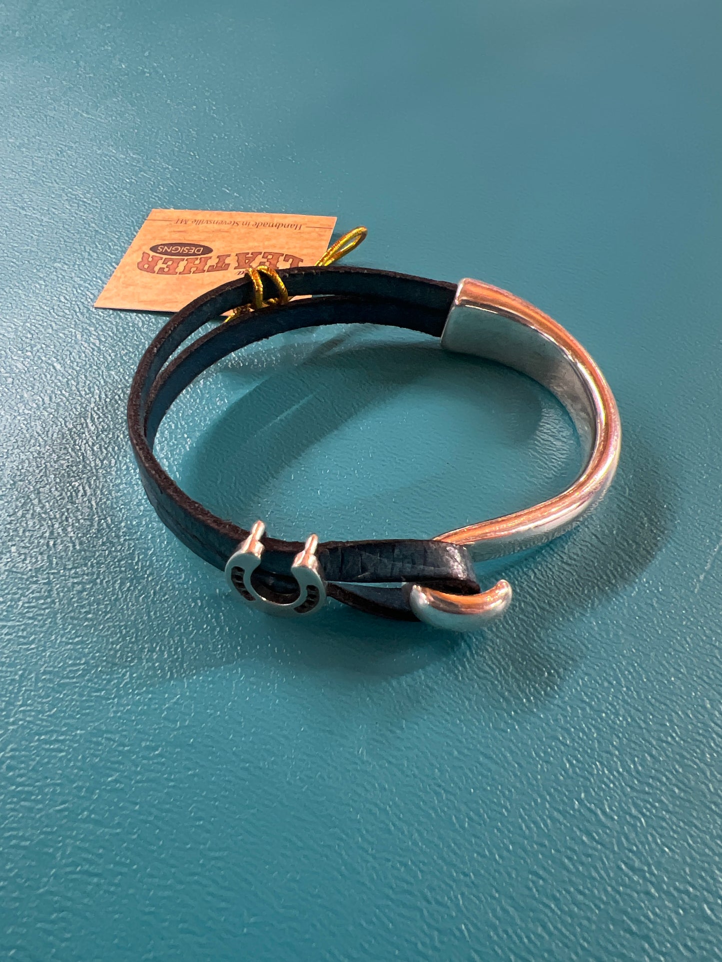 Blue Montana Leather Bracelet, 7.5"