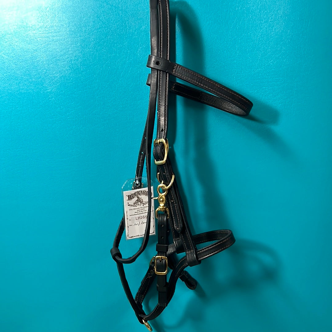 Brown Buckaroo Leather Halter Bridle, Small Horse