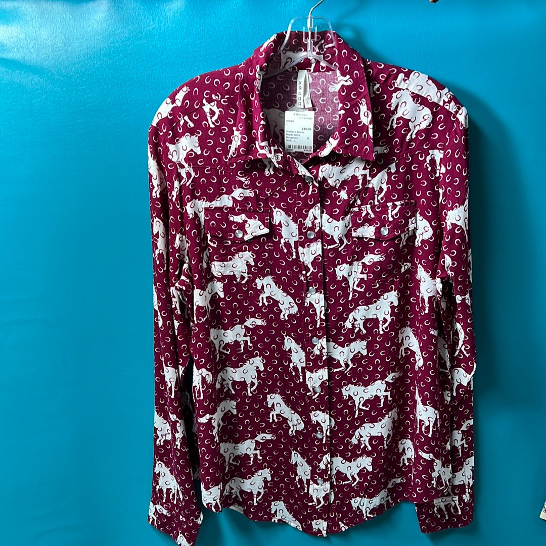 Burgundy Roper Shirt, L