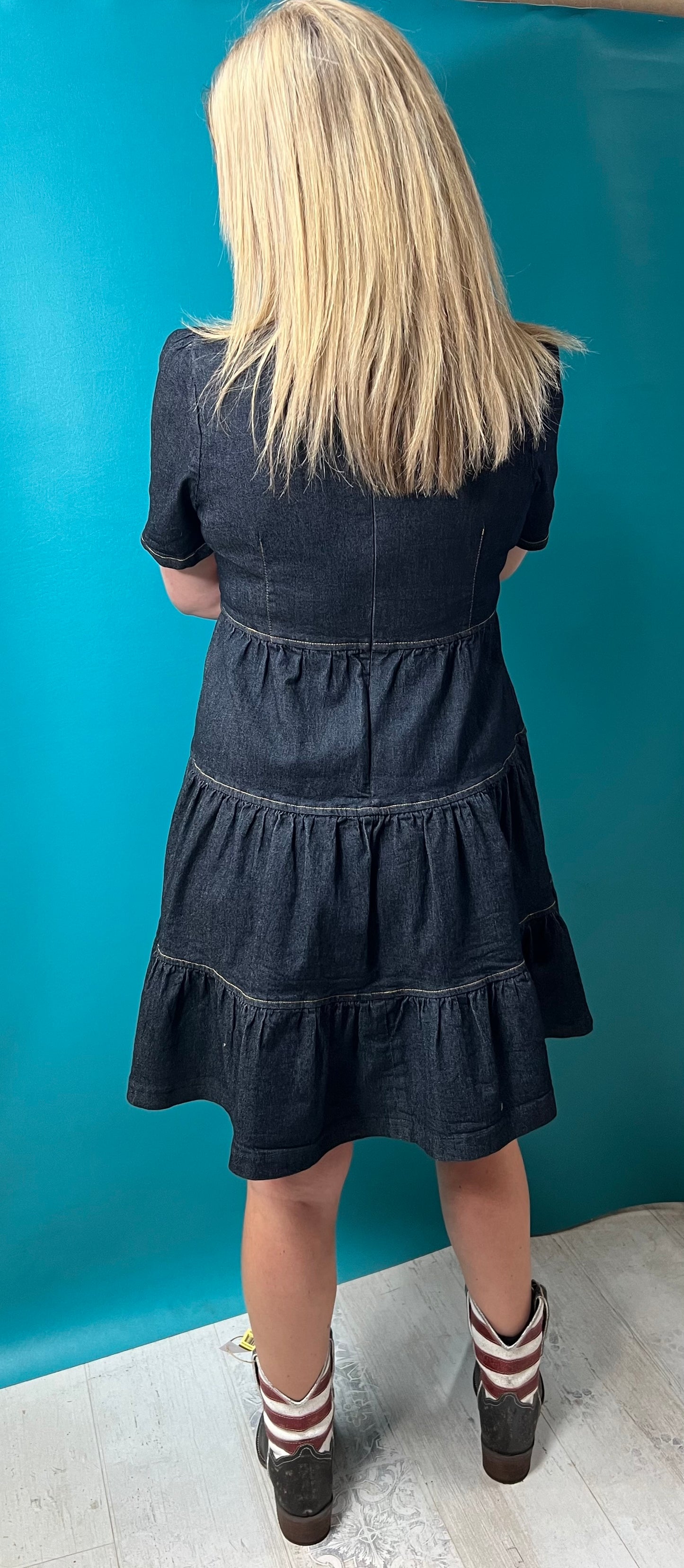 Denim Stetson Tiered Dress, S