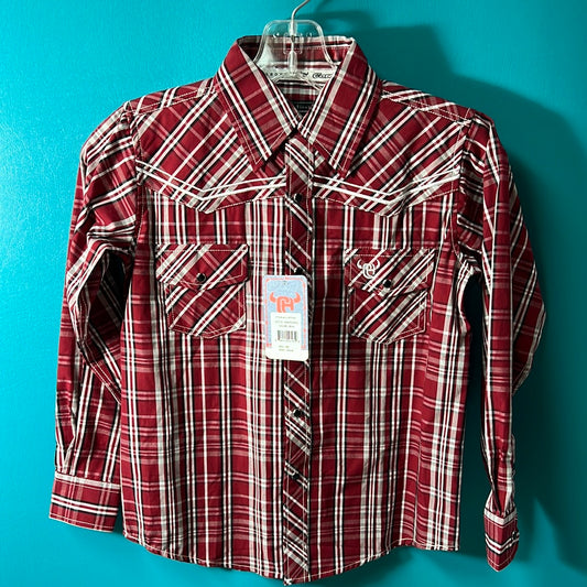 Red Plaid Cowboy Hardware Western Shirt, L