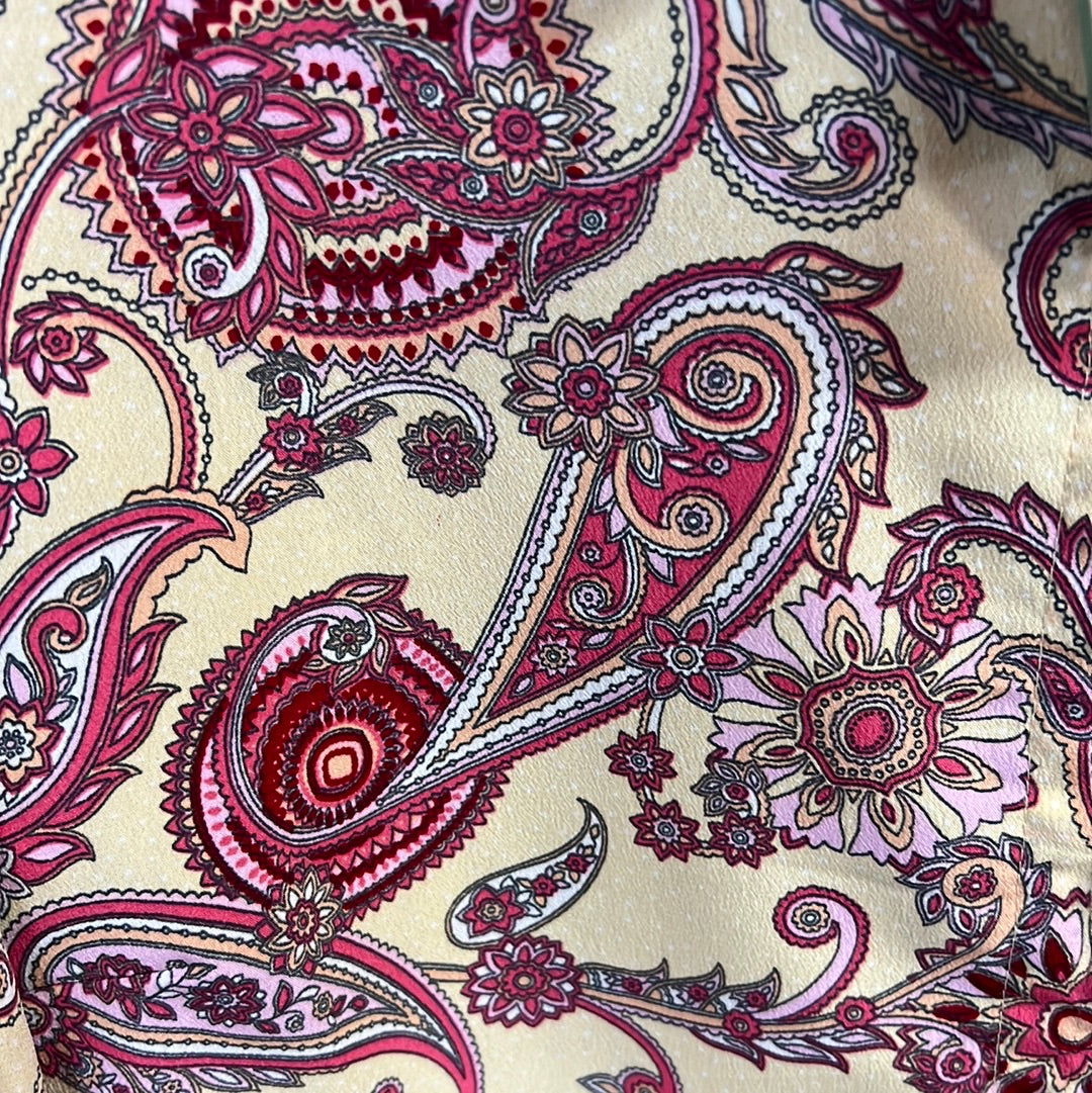 Red & Pink Paisley Roper Button Up Blouse, M
