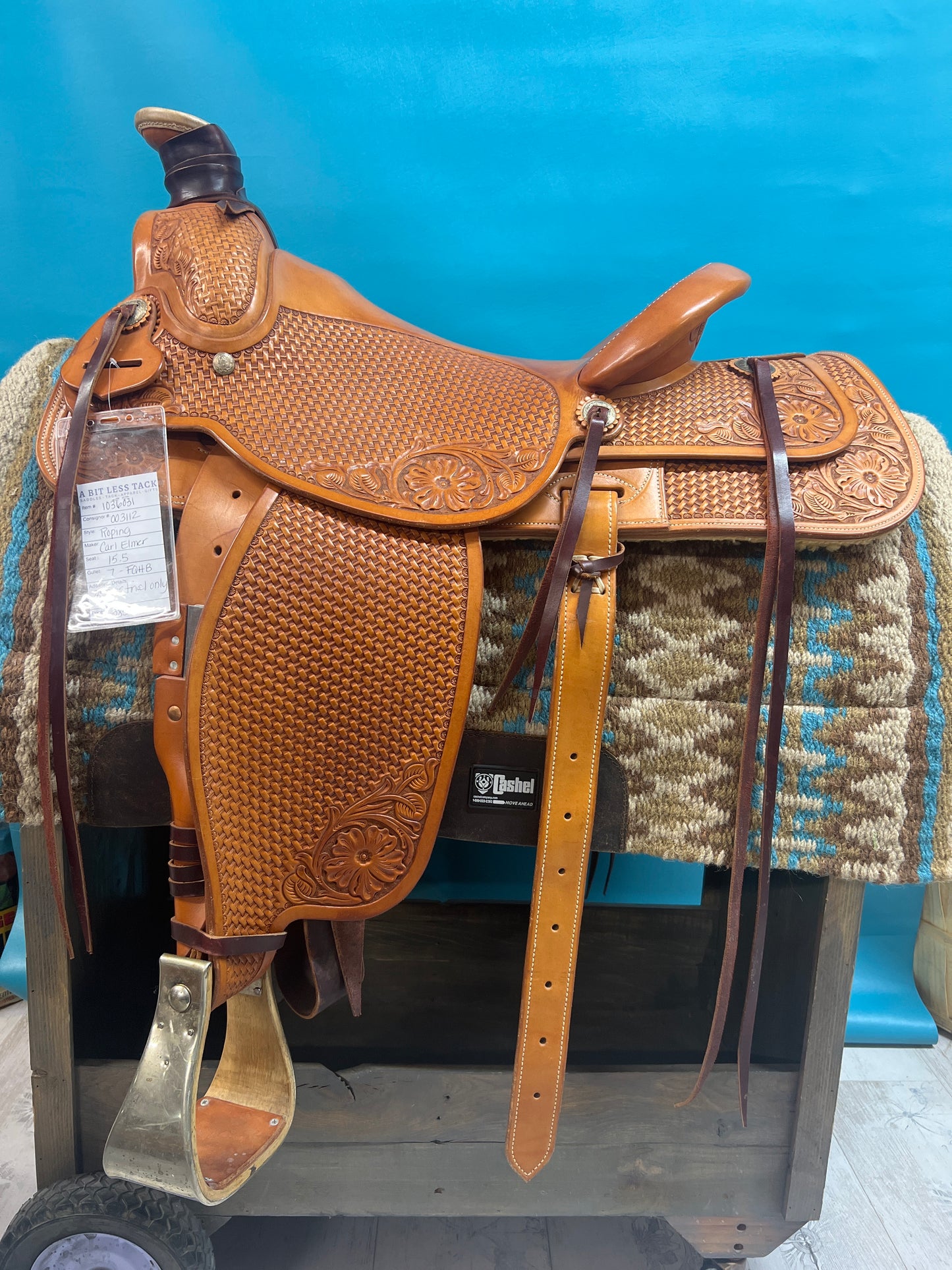 Carl Elmer Custom Roping Saddle, 15.5