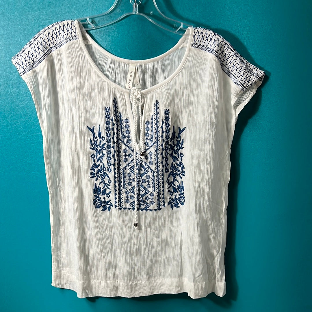 White & Blue Roper Blouse, S