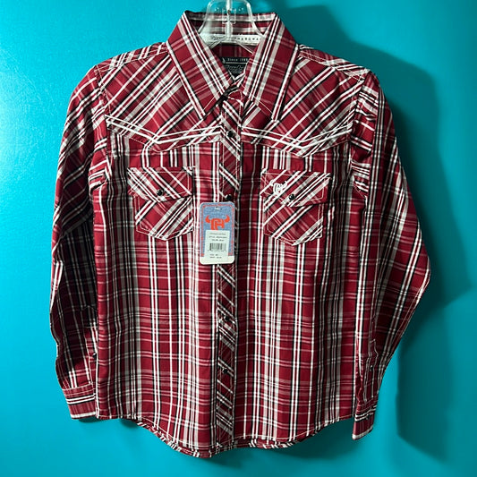 Red Plaid Cowboy Hardware Western Shirt, M