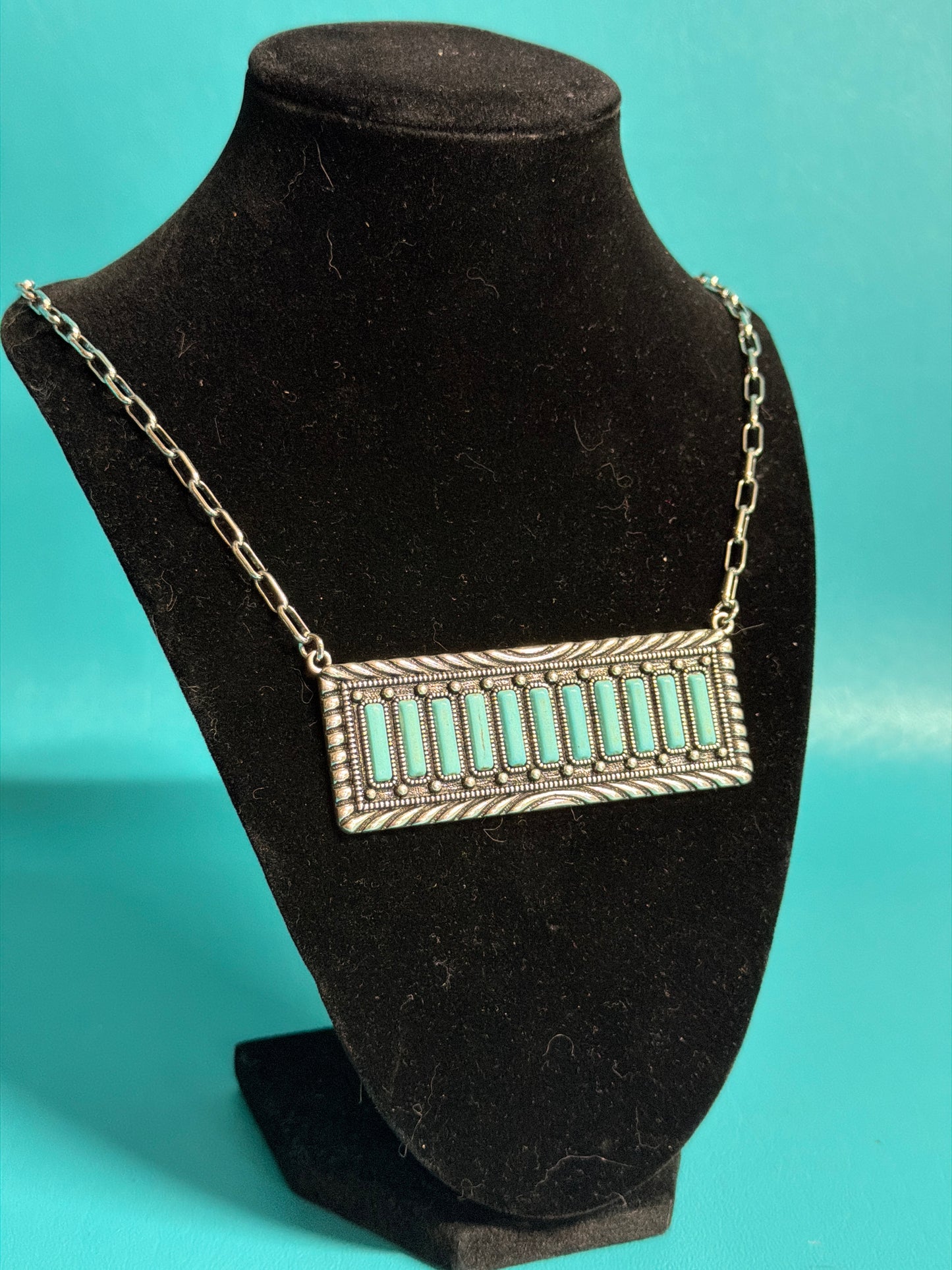 Large Turquoise Bar Necklace