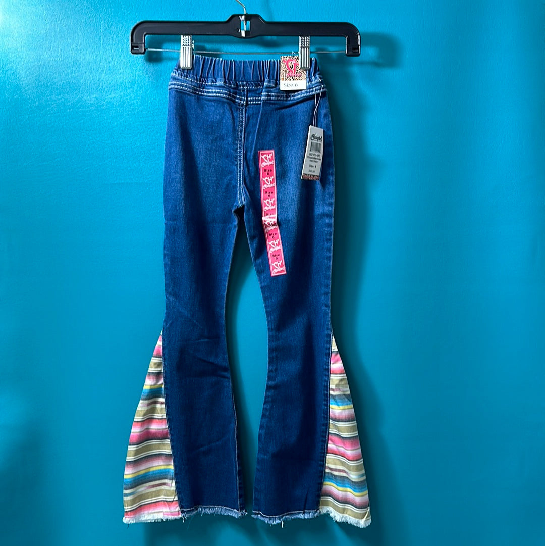 Denim Cowgirl Hardware Serape Bell Bottoms, 6