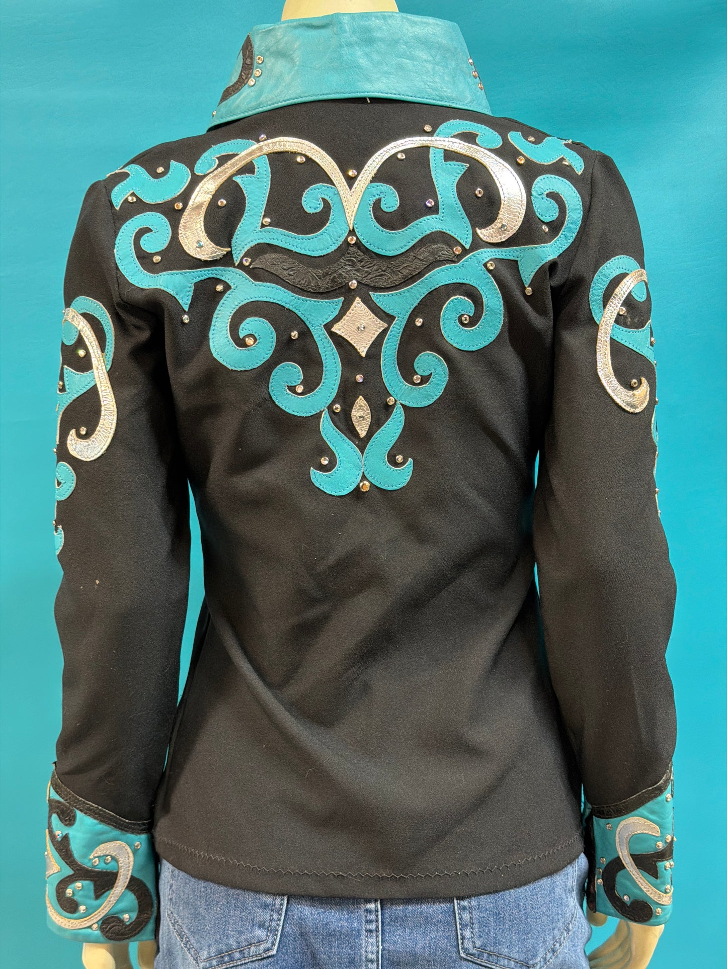 Black/Teal/Silver Showmanship Jacket, Small