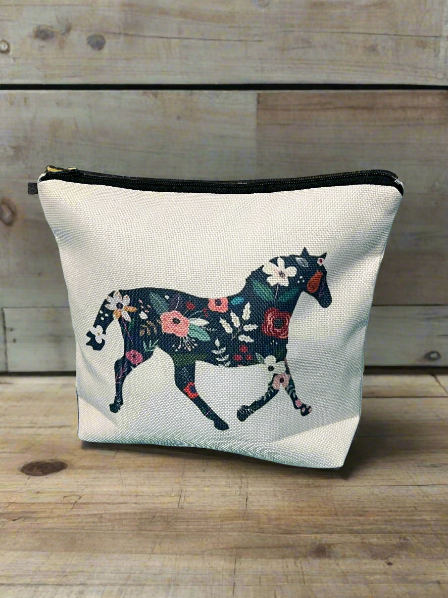 Floral Horse Makeup Bag
