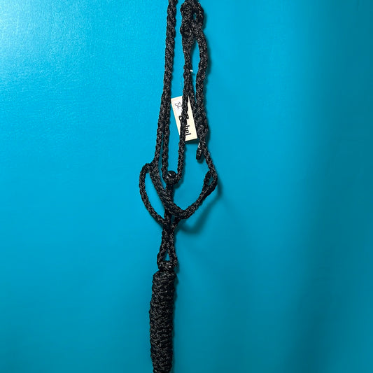 Black Cashel Flat Braid Rope Halter W/Lead, Horse