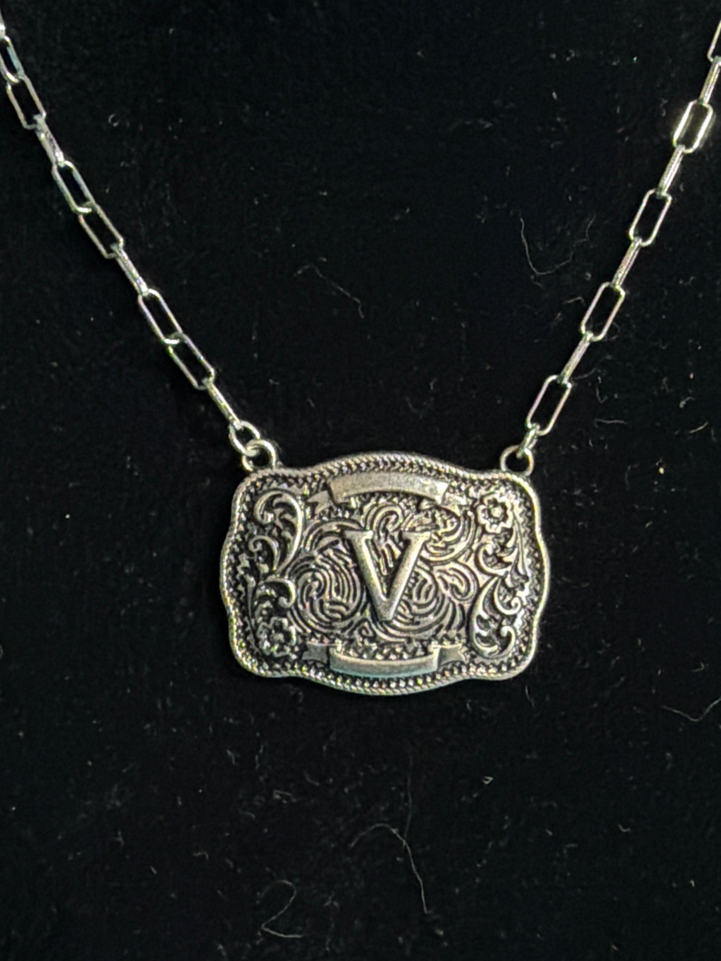 Initial Belt Buckle Necklace