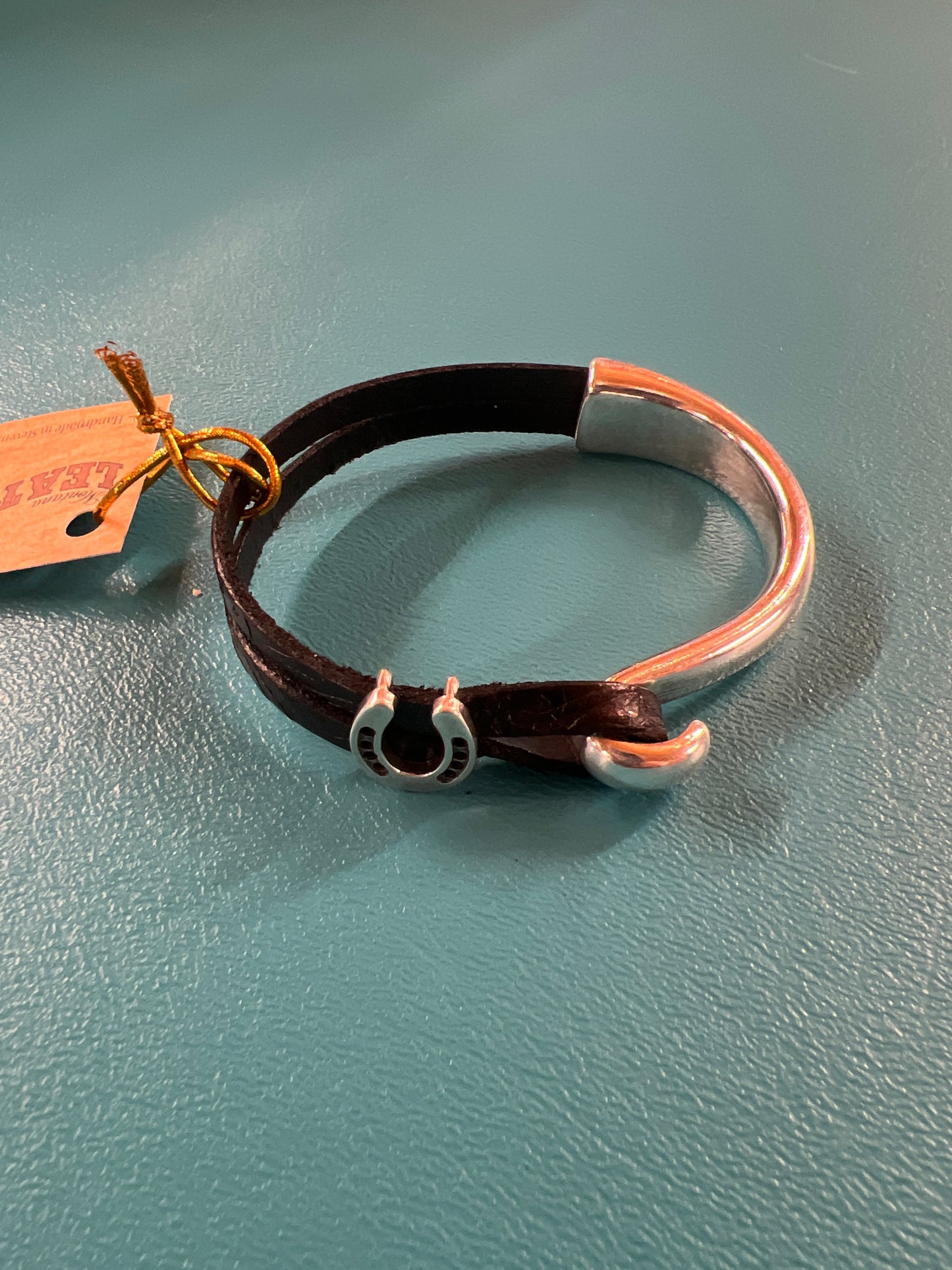 Black Montana Leather Bracelet, 7.5"