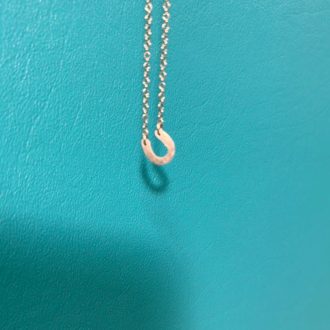 Silver Horse Shoe Necklace, Tiny