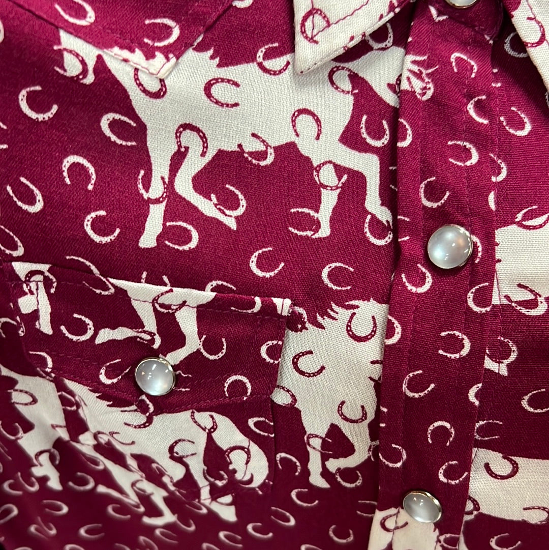 Pink Roper Girls Button Up, XS