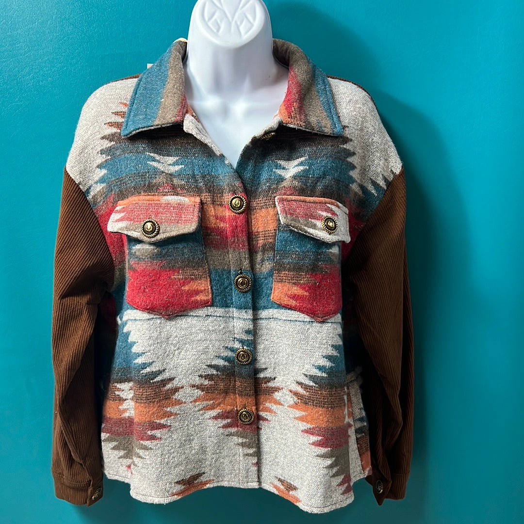 Southern Grace Aztec Shacket, M