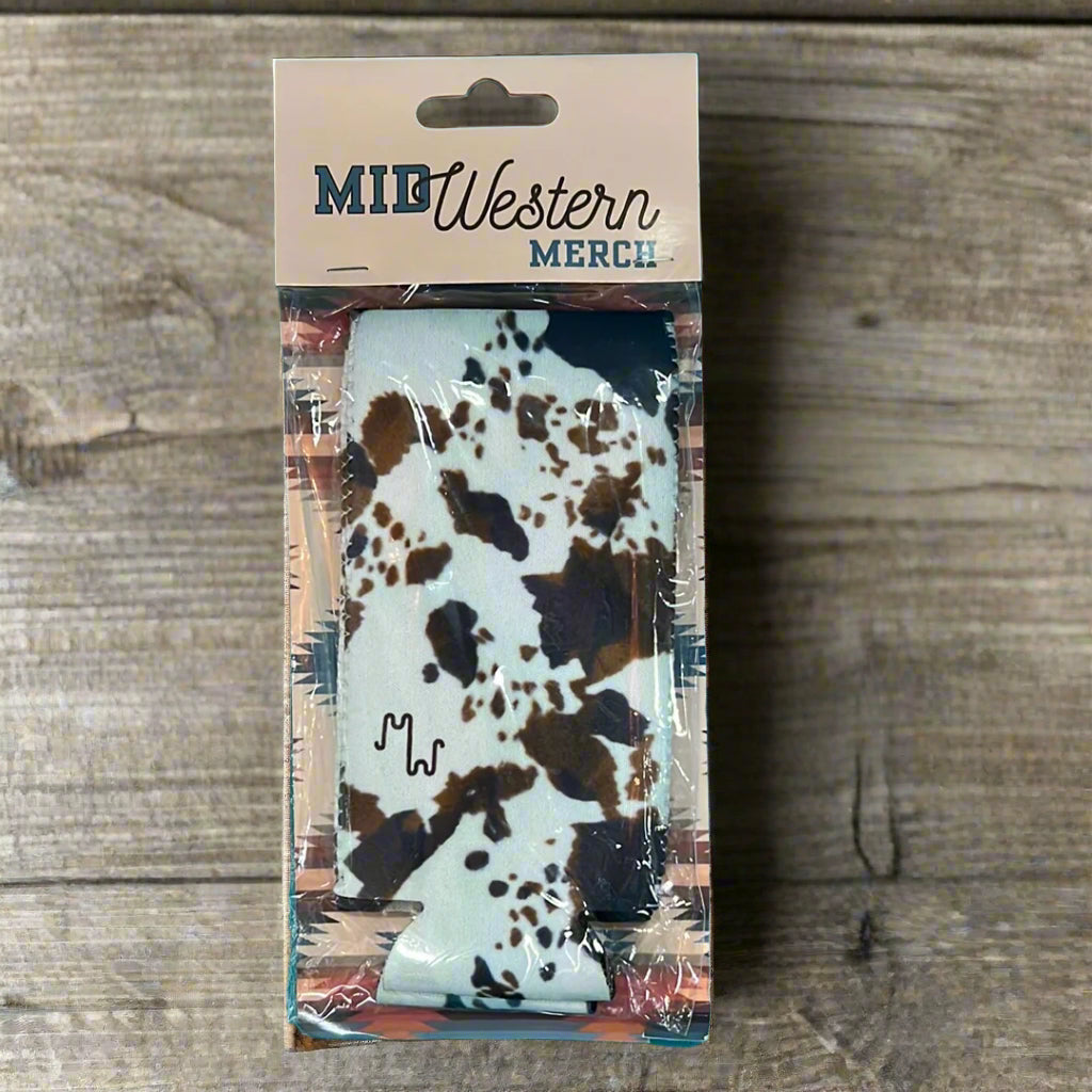 Mid Western Cow Print Coozie, Tall Can