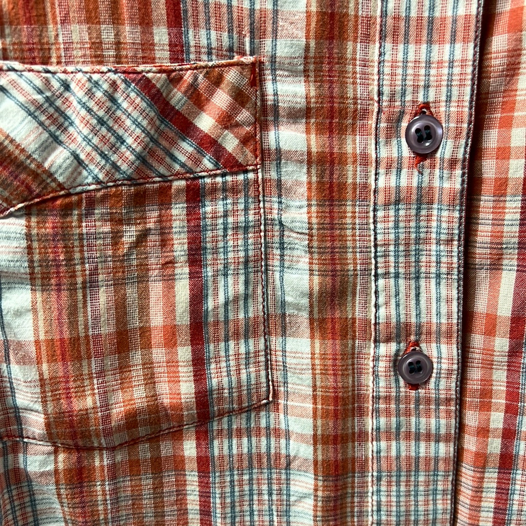 Orange Plaid Button Up, XL