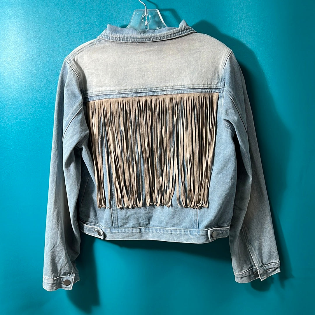 Denim Savannah Jane Fringe Jacket, L