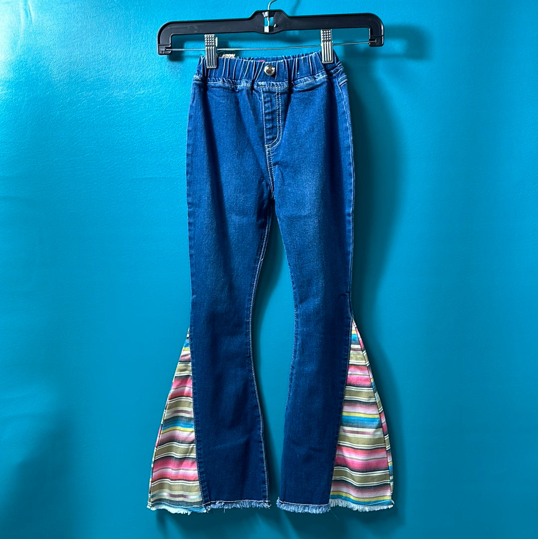 Denim Cowgirl Hardware Serape Bell Bottoms, 6