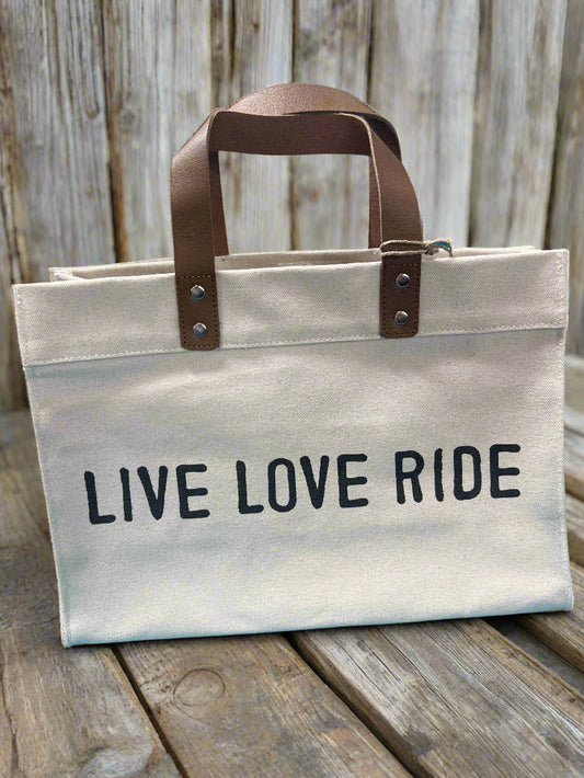Tan/Leather Santa Barbara Design Live Love Ride Tote
