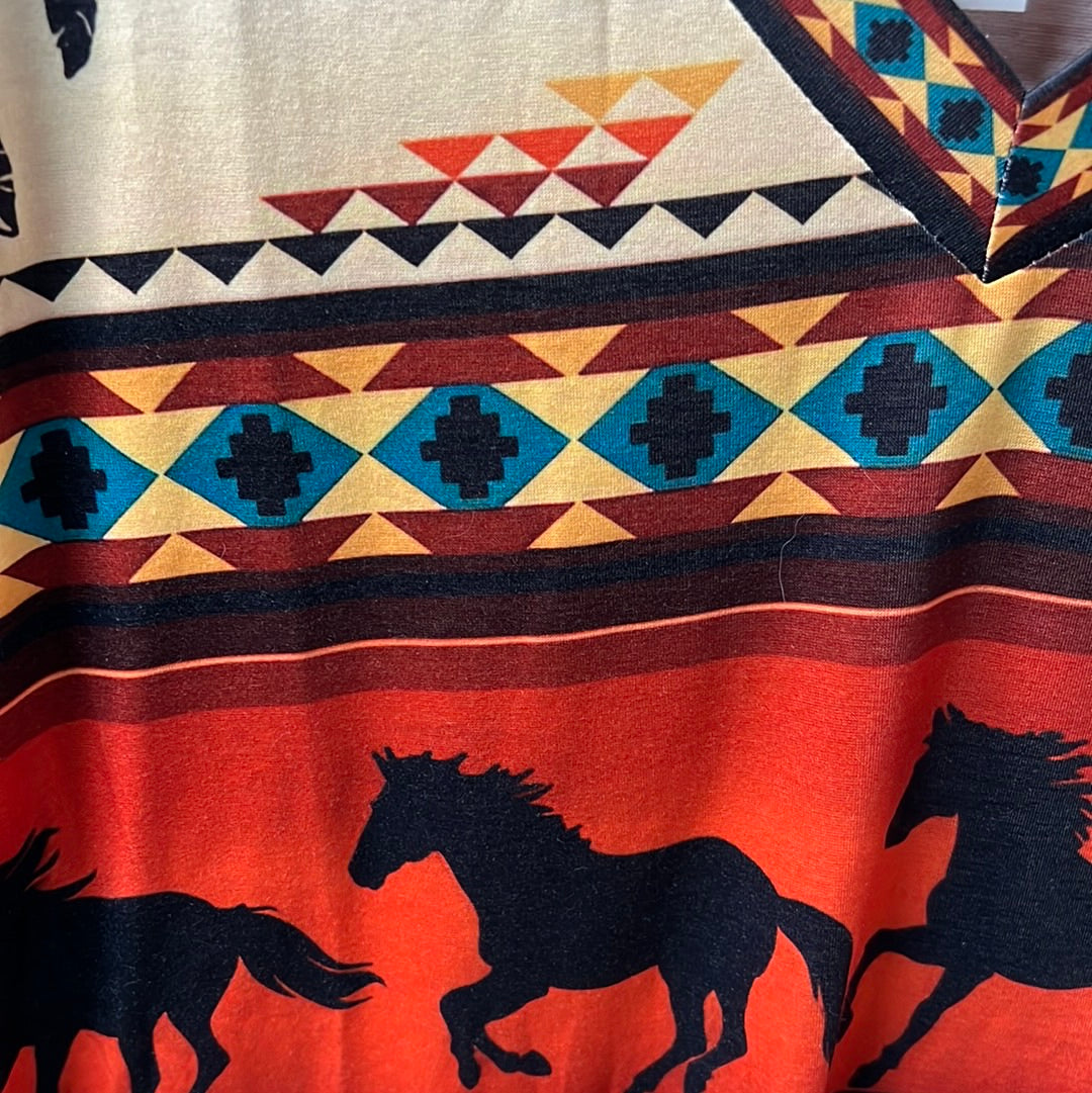 Multi Aztec Horse T-Shirt, L