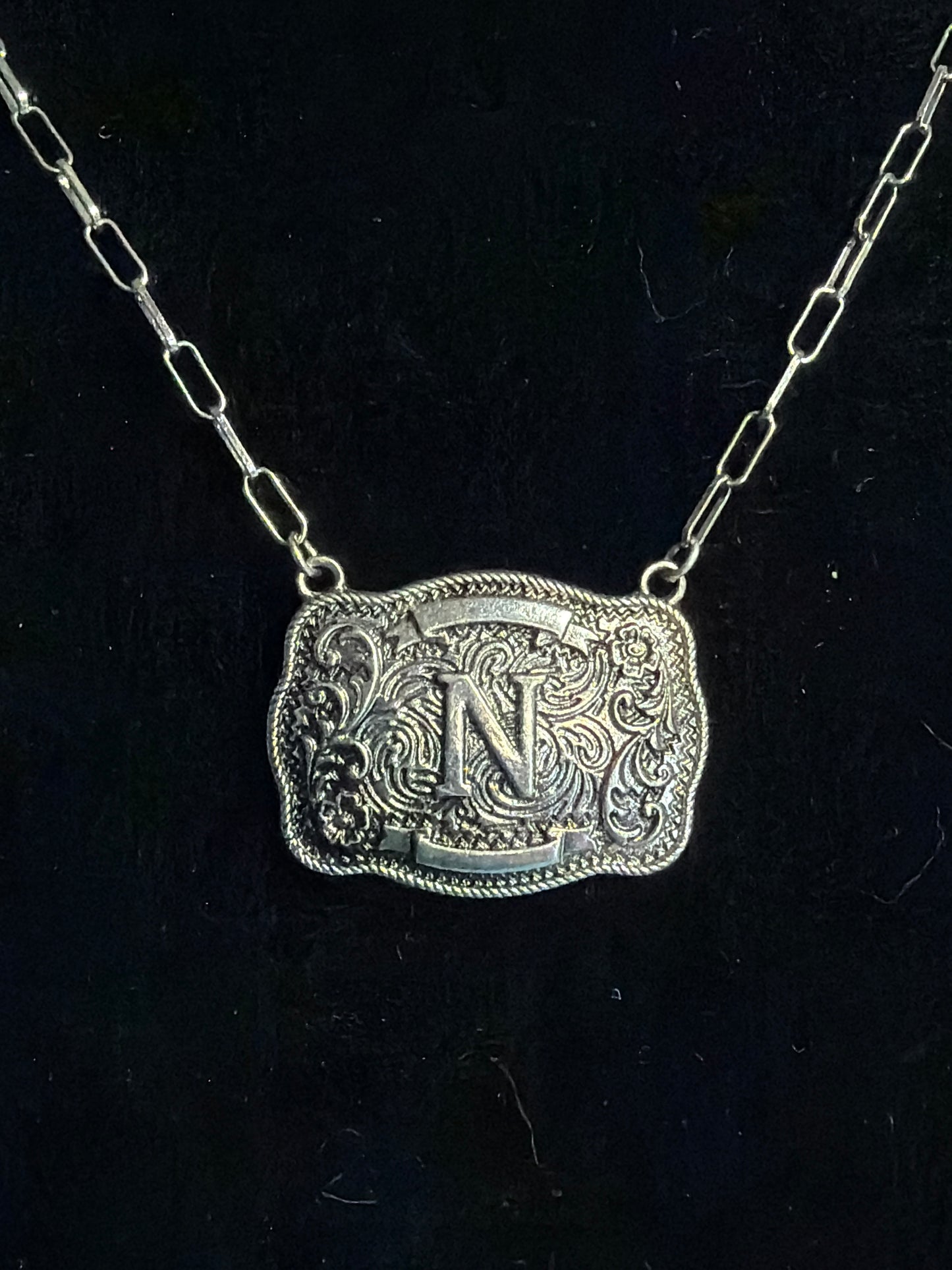 Initial Belt Buckle Necklace