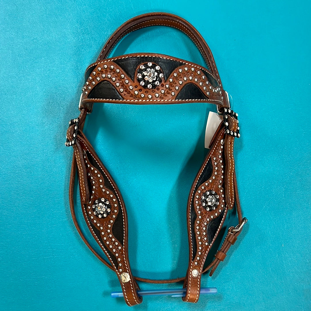 Leather W/Bling Western Headstall, Horse
