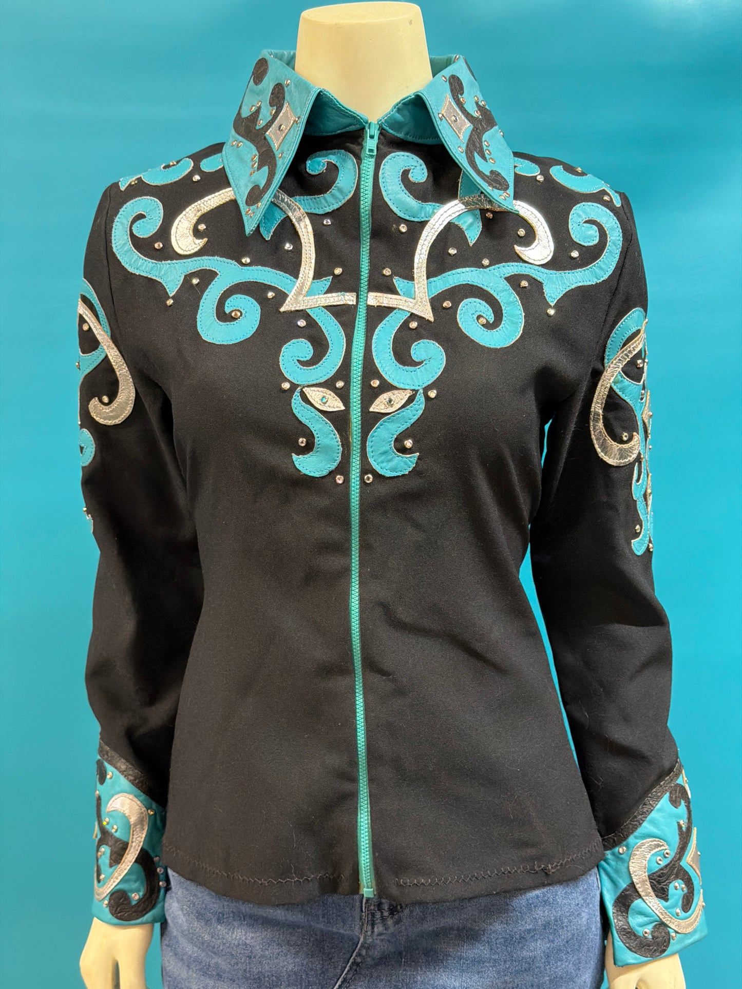 Black/Teal/Silver  Showmanship Jacket, Small