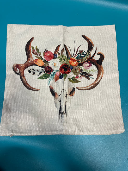 Boho Cow Skull Pillow Case