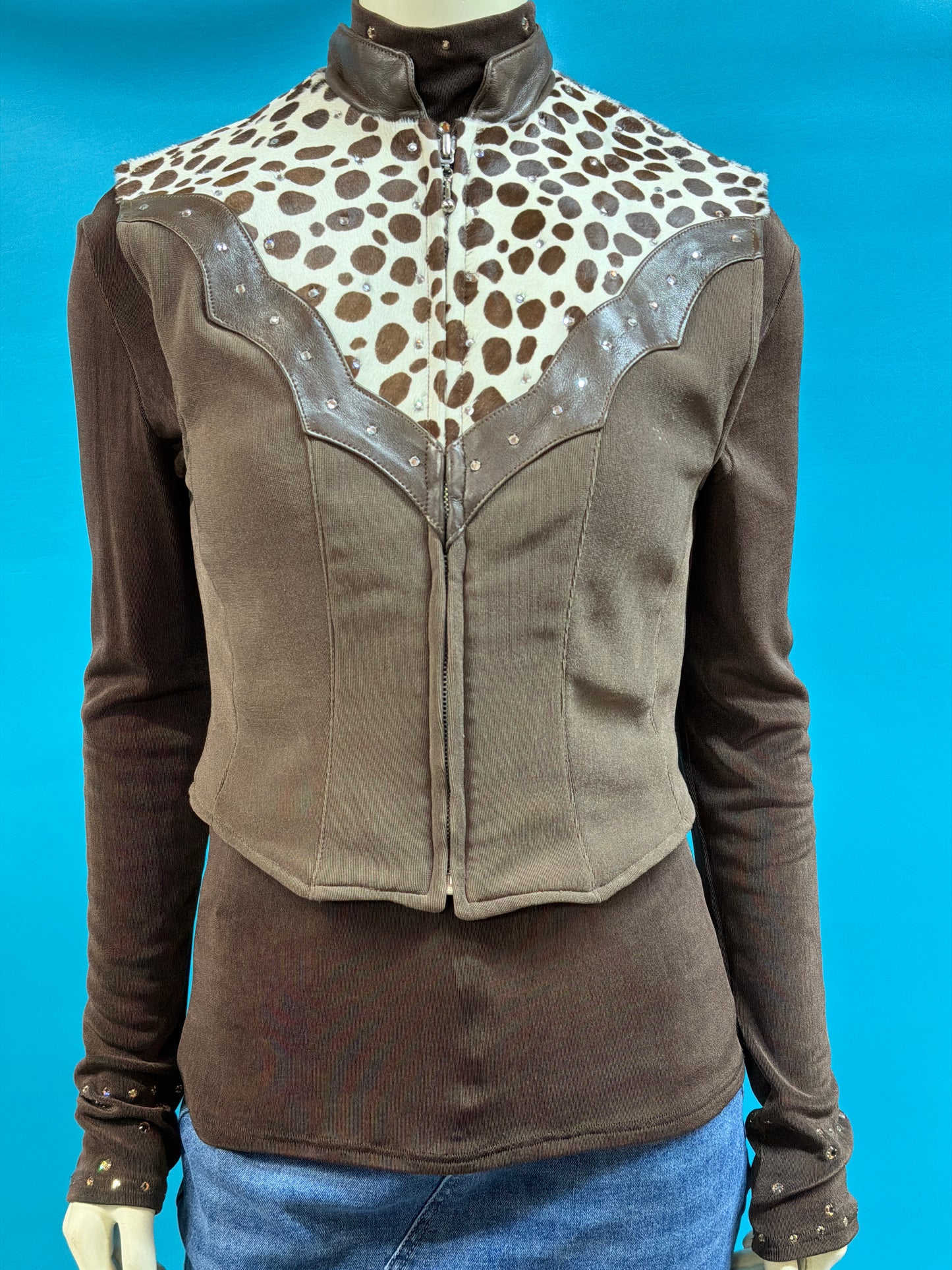 Brown Giraffe Toni's Leather Collection Show Vest w/shirt, YS
