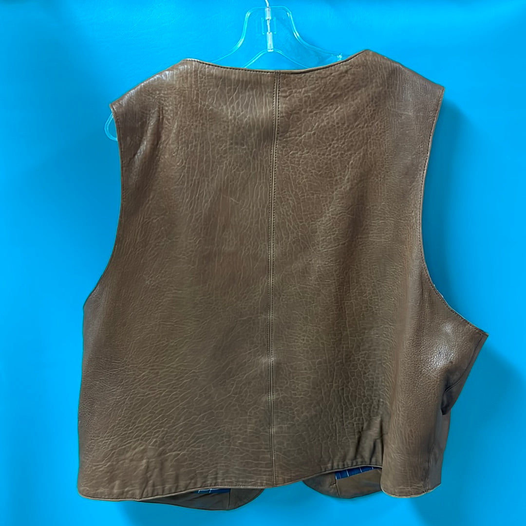 Preloved Brown Willis & Geiger Leather Vest, XL