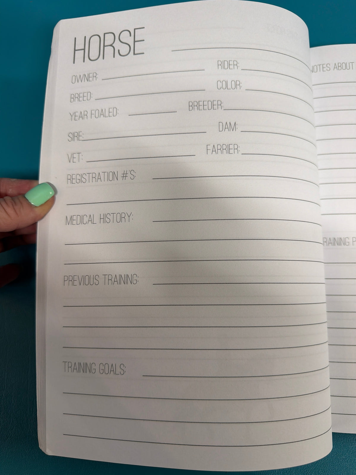 Circus Unicorn, Horse Trainers Log Book