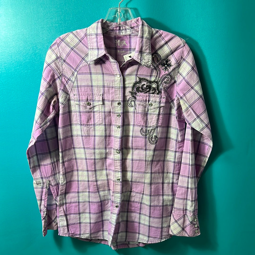 Purple Rock47 by Wrangler Western Button Up Shirt, M