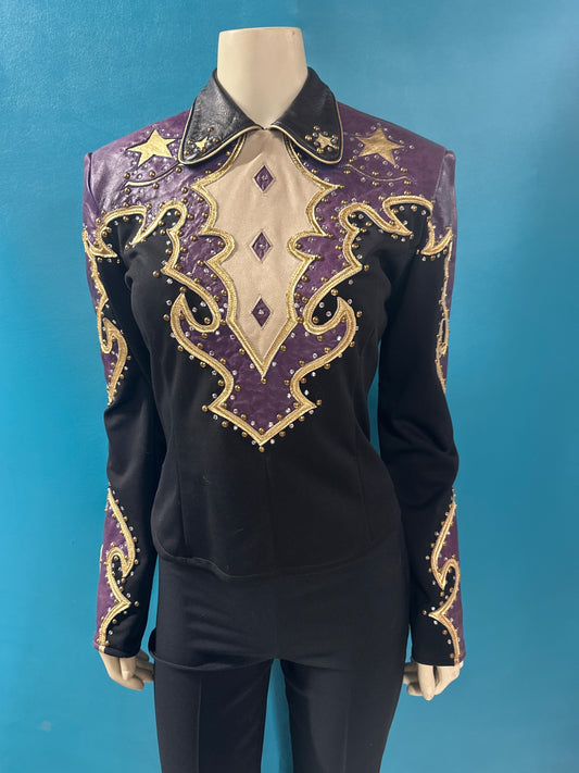 Black/purple/gold TLC Western show shirt, S