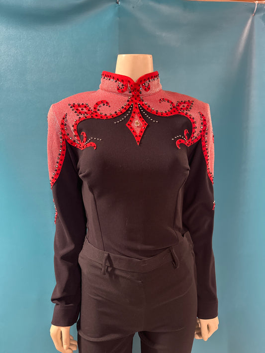 Black/Red Paulas Place Horsemanship Top, S