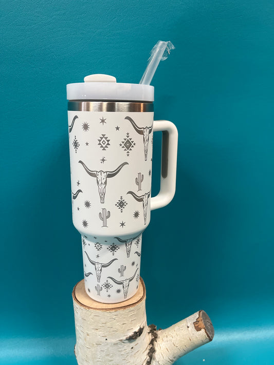 White Longhorn Tumbler, 40 oz